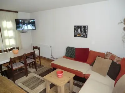 a living room with a couch and a table at Holiday Home Minja in Kopaonik