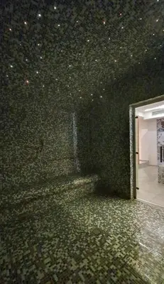a room with a green wall with a mirror at A&N President Kop in Kopaonik