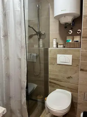 a bathroom with a toilet and a shower at Apartman PETKOVIĆ NLux 110 Milmari resort in Kopaonik