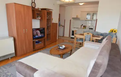a living room with a couch and a table at Apartman Mandić in Vrnjačka Banja