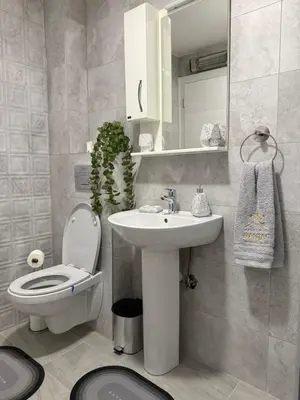 a bathroom with a toilet and a sink at Apartman Banjac in Vrnjačka Banja