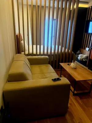 a living room with a couch and a table at N-LUX 66 MILMARI kopaonik in Kopaonik