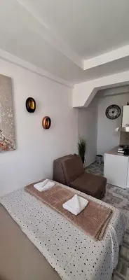 a living room with a bed and a couch at Soko Bajka 2 in Soko Banja