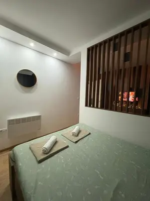 a room with a bed with two towels on it at Apartman Brankovic in Jagodina