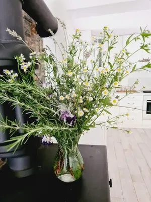a vase filled with flowers sitting on a table at Vila Nina - gde duša diše in Niška Banja