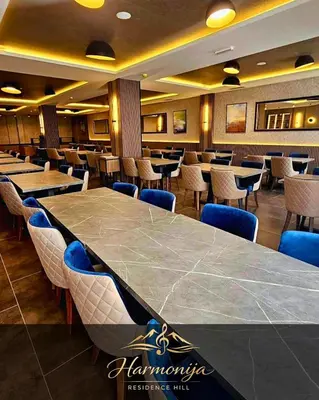 a large conference room with a large table and chairs at Harmonija Residence Hill 01 in Kopaonik