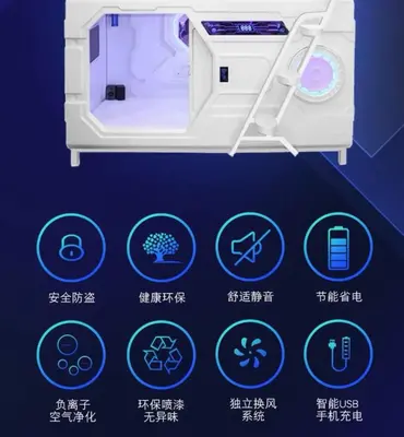 a poster of a bed with four different icons at Belgrade Airport Space Capsule Beds in Bukorovac