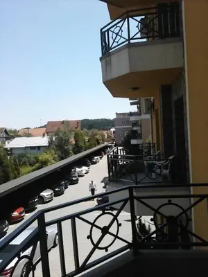 a view from a balcony of a parking lot at Vera Solaris in Vrnjci