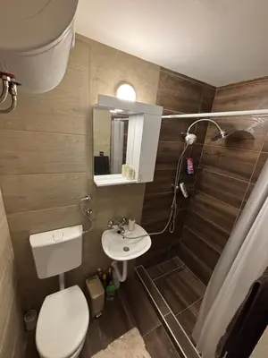 a bathroom with a toilet and a sink at Vilasukovo