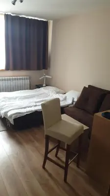 a bedroom with a bed and a chair and a couch at Zoned spa aparman in Kopaonik