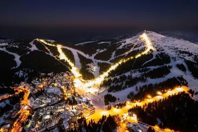 a view of a snow covered mountain at night at Konaci Prime Center in Kopaonik