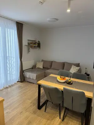 a living room with a couch and a table at Apartman IRIS Kopaonik in Kopaonik