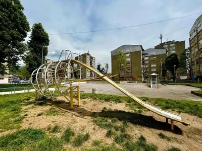 an empty roller coaster in a park at Apartman Vidačić in Pirot