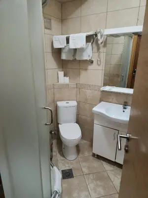 a small bathroom with a toilet and a sink at Motel Aleksandar in Pojate