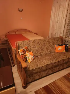 a living room with a couch and a bed at Vila Vera Jastrebac in Buci