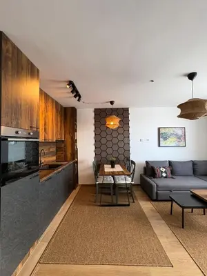 a living room with a couch and a table at Mountain Hut Kopaonik in Kopaonik
