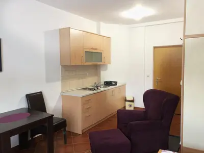 a kitchen with a couch and a chair and a table at Vila Nina Kopaonik in Kopaonik