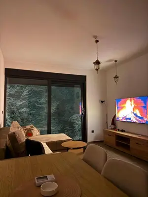 a living room with a couch and a flat screen tv at Rajski Kutak Kopaonik in Kopaonik