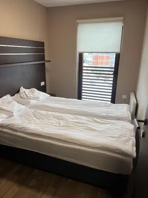 a large bed in a bedroom with a window at Apartment in Belvedere Hills Luxury Apartments and Spa in Kopaonik