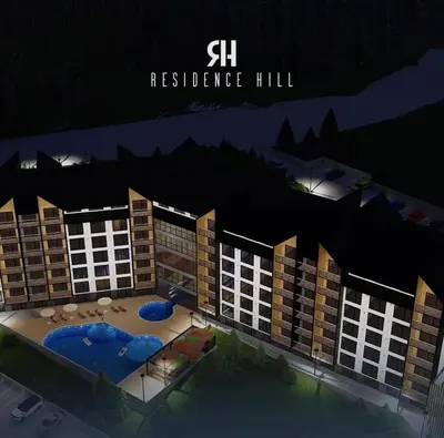 a rendering of a resort building at night at Apartman Monte - Ressidence Hill, Kopaonik in Kopaonik