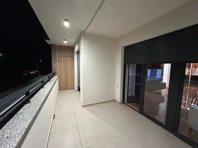 a hallway of a house with a view of a building at Apartman Petruska Park in Paraćin