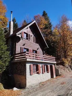 an old house sitting on the side of a road at Mountain home Borut in Kopaonik