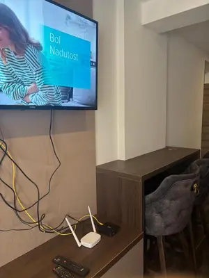 a flat screen tv hanging on a wall at Apartman u hotelu Harmonija Palace Kopaonik in Kopaonik