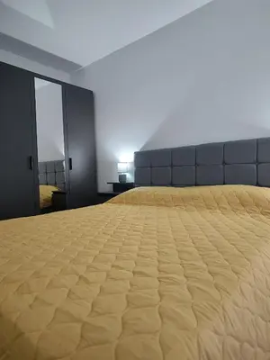 a bedroom with a large bed in a room with at D&D Apartment in Vrnjačka Banja