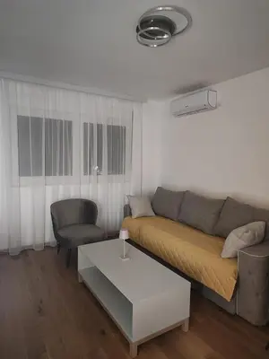 a living room with a couch and a table at D&D Apartment in Vrnjačka Banja