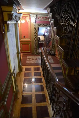 an overhead view of a staircase in a building at Apartmani Vivaldi Niš in Niš