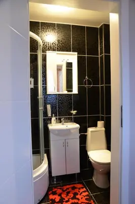 a bathroom with a sink and a toilet and a shower at Apartmani Vivaldi Niš in Niš