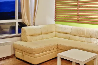 a living room with a couch and a table at Apartment Planinska Carolija in Kopaonik