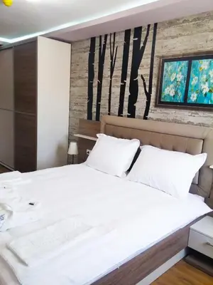 a bedroom with a large bed with white sheets at Hotel Ana Lux Spa in Pirot