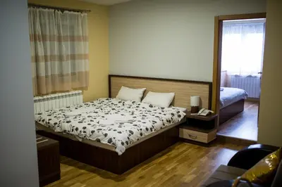 a bedroom with a bed and a window at Hotel Bella Nella in Leskovac