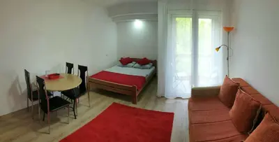a living room with a couch and a table at Apartman 4 - Studio Janja in Soko Banja