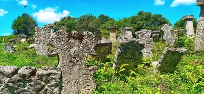 a group of celtic crosses on a hill at Vila Milenovic Rajacke Pivnice in Rajac