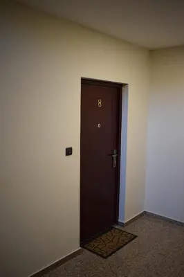 a brown door with the number eight on it in a room at Apartment Andrijana in Kopaonik