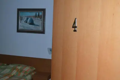 a door in a room with a picture on the wall at Guest House Vila Horizont in Goč