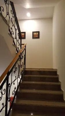 a stairway with a railing and a stair case at Apartman Mia Milmari in Kopaonik
