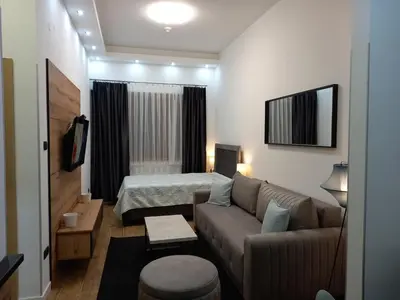 a living room with a couch and a bed at Vip Apartments Kopaonik in Kopaonik
