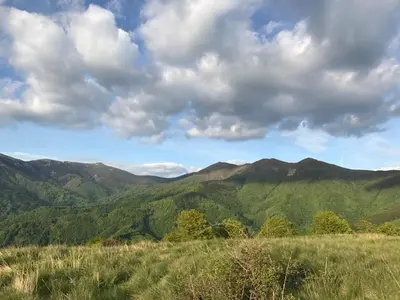 a view of the mountains from the top of a hill at Lodge Zeleni svet in Crni Vrh