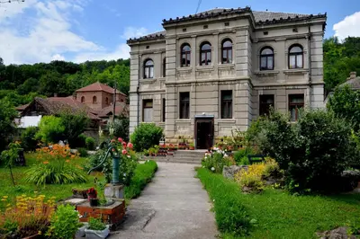 an old house with a garden in front of it at Country house Dunjin Konak in Rogljevo