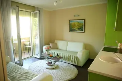 a living room with a couch and a table at Apartments Lukic in Vrnjačka Banja