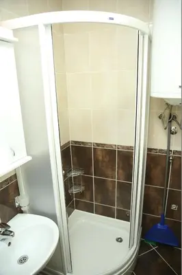 a bathroom with a shower and a sink at Apartments Lukic in Vrnjačka Banja