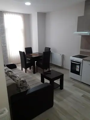 a living room with a couch and a table at Apartmani Radulović in Vrnjačka Banja