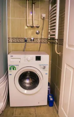 a washer and dryer in a small bathroom at Apartment Aleksija in Niš
