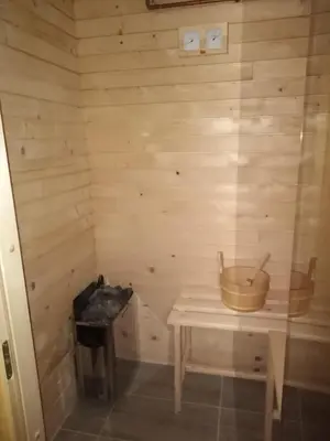 a small sauna with a table in a room at Vikendica Vila Despotovic in Kopaonik