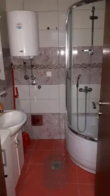 a bathroom with a shower and a sink at Apartment Blagojevic in Vrnjačka Banja