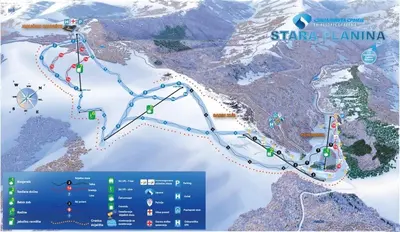 a map of the start of a ski slope at Apartman Pustolov - Stara planina in Crni Vrh