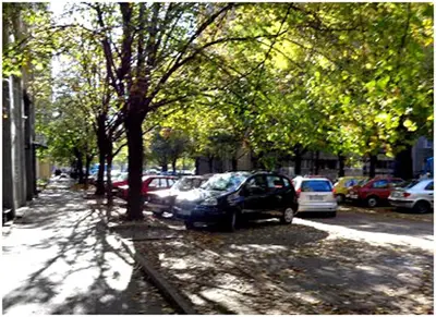 a group of cars parked on the side of a street at Blue New Yorker in Niš
